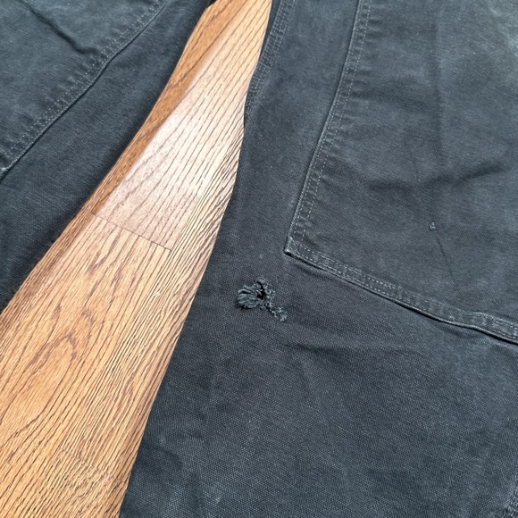 Carhartt Distressed Double Knee Loose Fit Washed Duck Canvas Black Pants Mens 40 - Picture 5 of 12